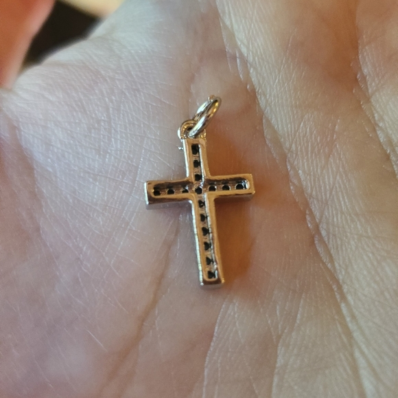 NWOT 18K White Gold Tiny Turquoise Cross Charm - Picture 5 of 5